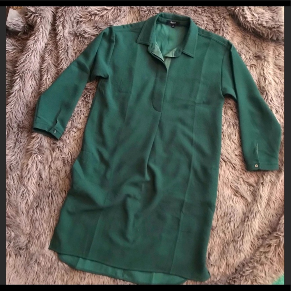 Madewell dark green tunic dress hi/lo, size small
